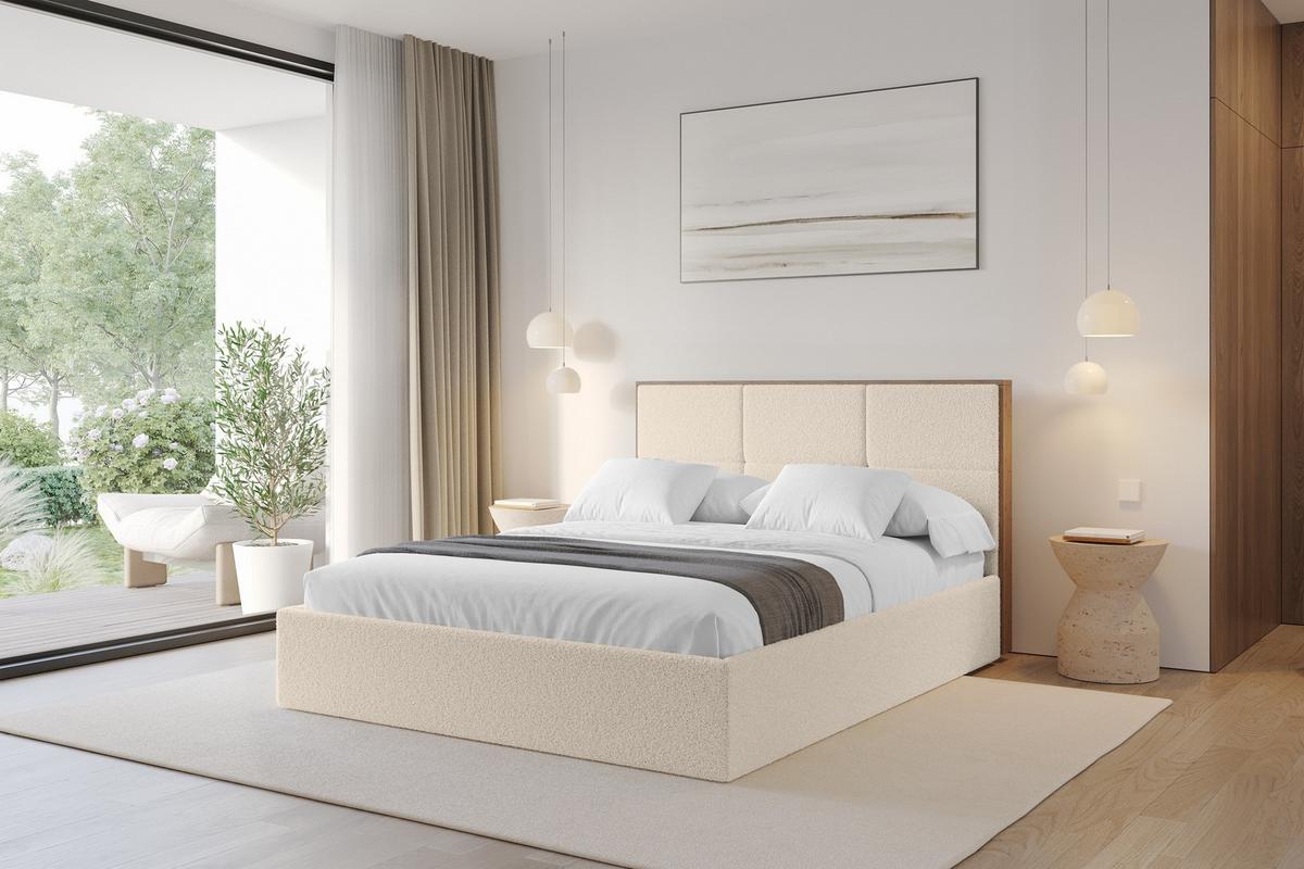 POLSTERBETT mit Bettkasten und Lattenrost, Boxbett ohne Matratze - LILA 160x200 Dunkelbeige - Cappuccino, Holzwerkstoff/Textil (160/200cm) - ALTDECOR
