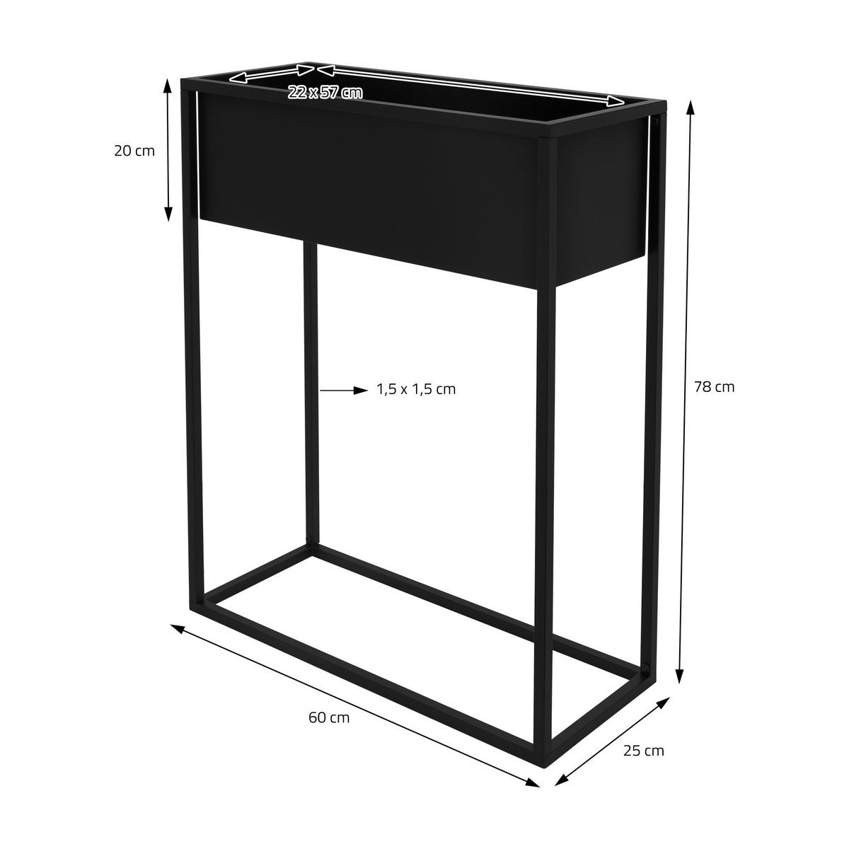 BLUMENSTÄNDER 60x25x78 cm rechteckig Schwarz aus Metall - Schwarz, Metall (60/25/78cm) - ML-DESIGN