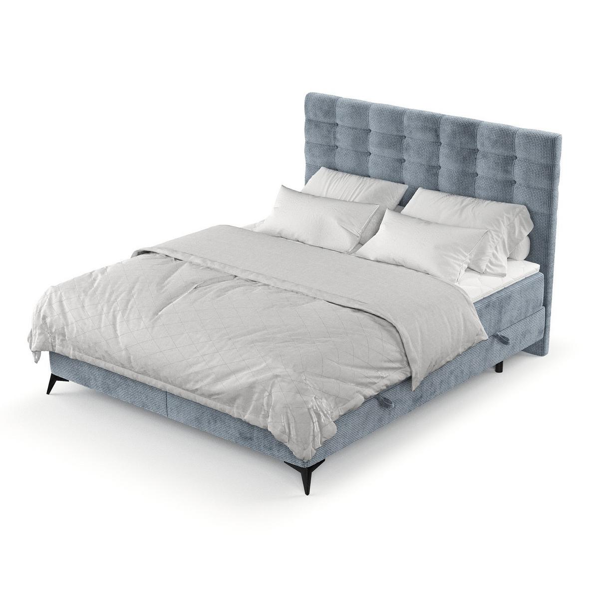 BOXBETT Niro 180/200 cm Hellblau im Bonita Stoff - Schwarz/Hellblau, Holz/Holzwerkstoff (180/200cm) - AltaBeds