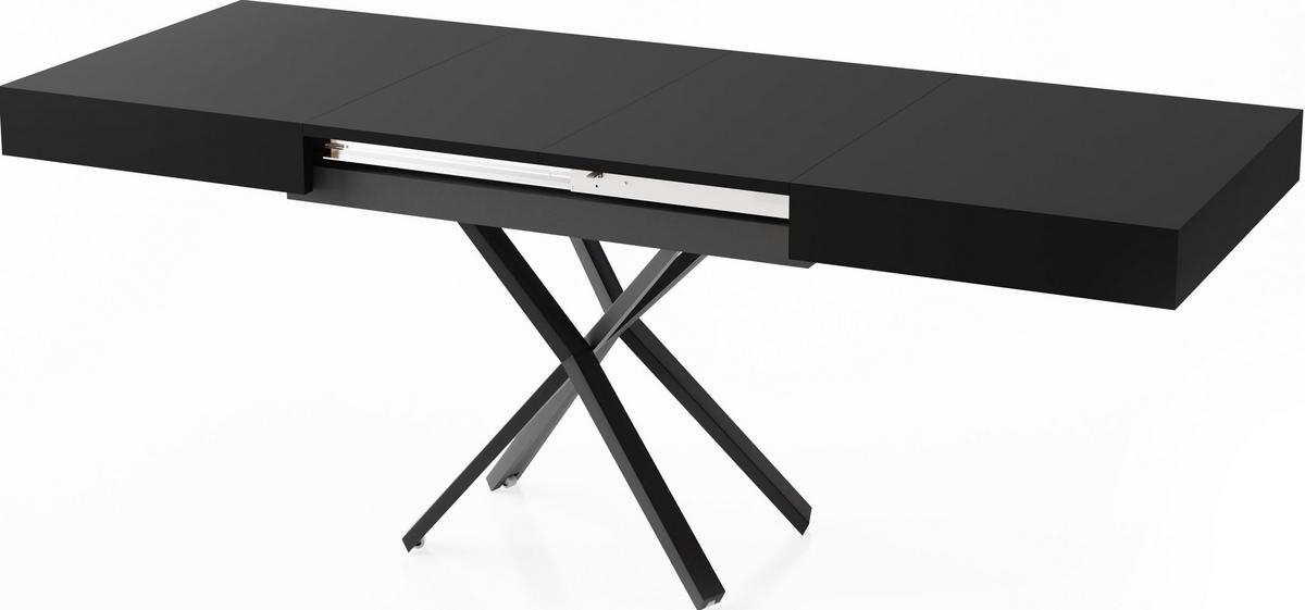 COUCHTISCH Cavetta X höhenverstellbar ausziehbar, Schwarz 120-200/80/27-76 cm - Schwarz, Holzwerkstoff/Metall (80/200/76cm) - WFL GROUP