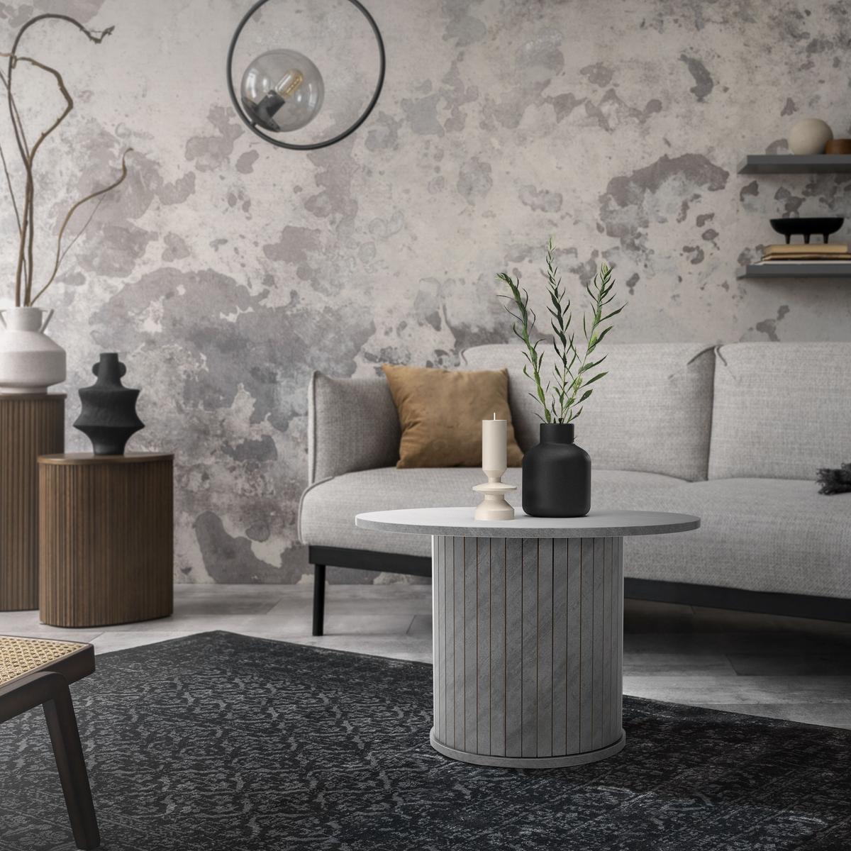 COUCHTISCH rund Ø60 x 40 cm Beton-Optik Grau - Grau, Holz (60/60/40cm) - ML-DESIGN
