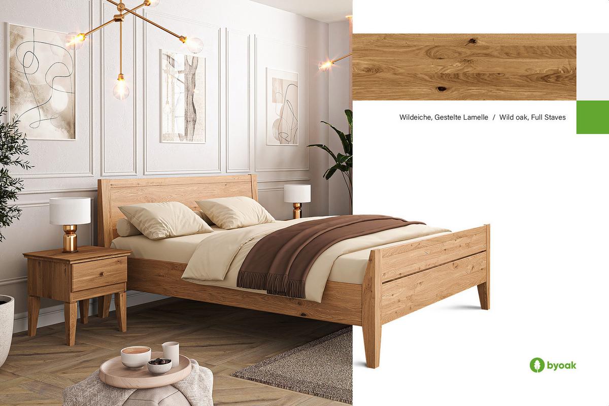 MASSIVHOLZBETT ELIAS 8 80x200 Wildeiche - Alteiche, Holz (80/200cm) - byoak