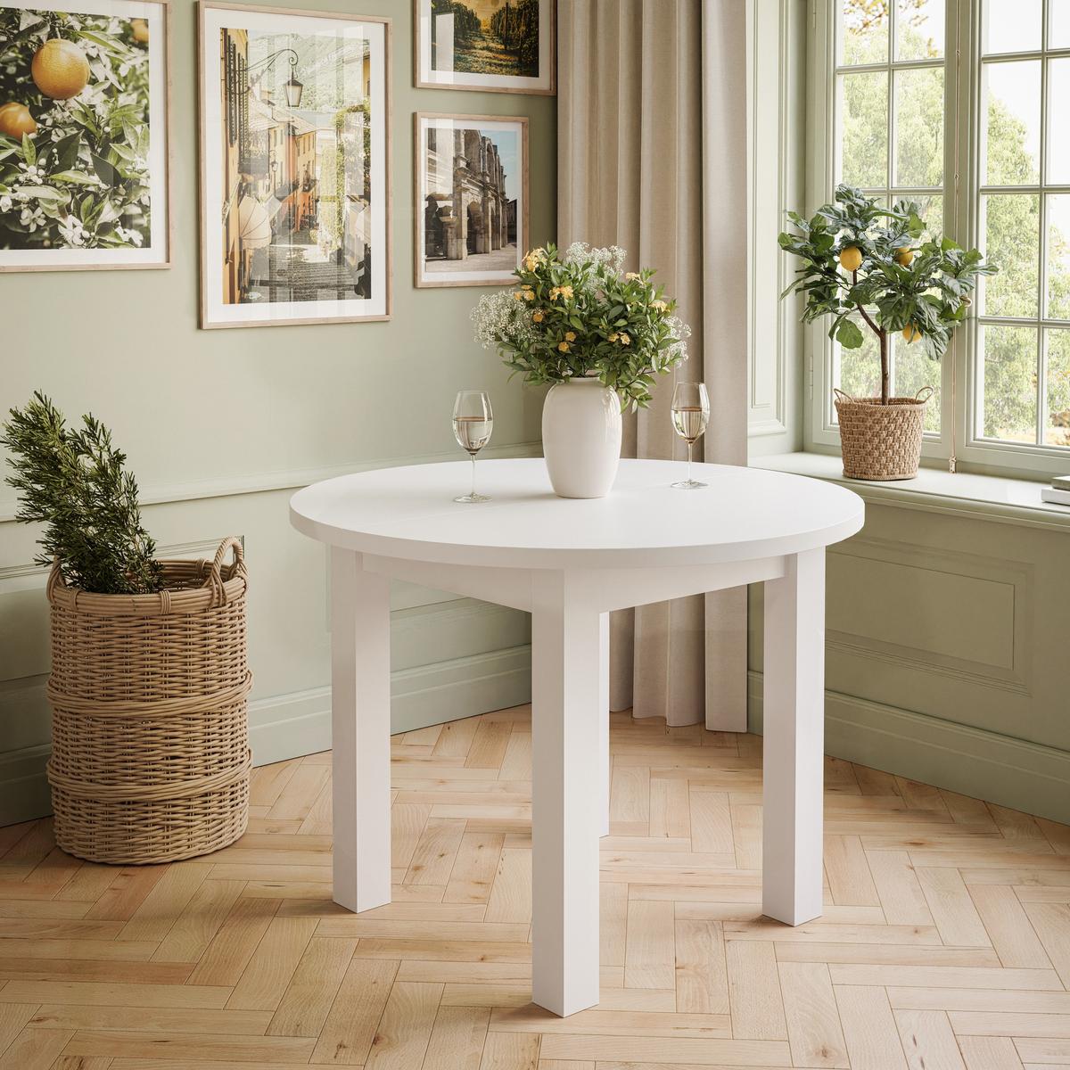 ESSTISCH OLEA rund Weiß - Weiß, Holzwerkstoff (100/100/77cm) - Lookway