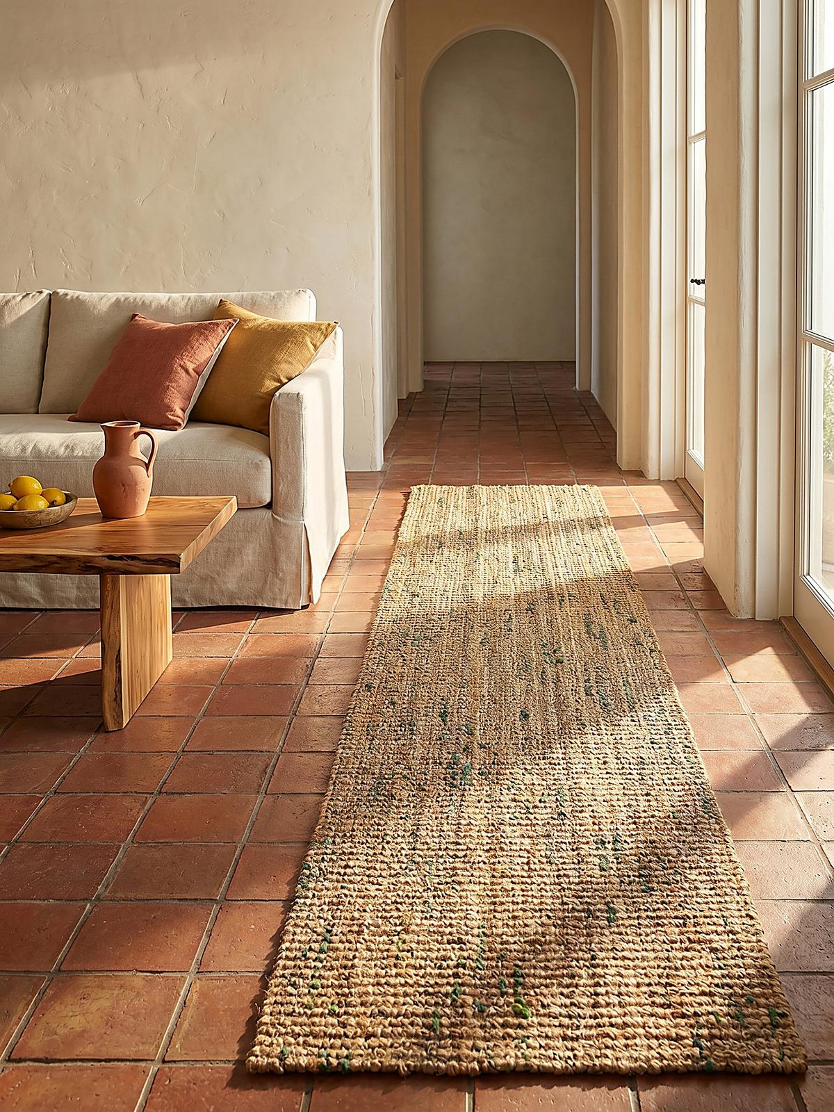JUTETEPPICH handgewebt ERME, in Naturjute, Natur-Grün, 60 x 230 cm - Beige, Textil (230/60cm) - KADIMA DESIGN