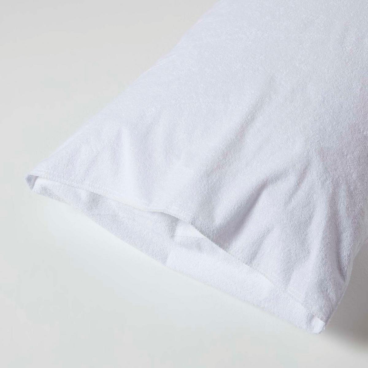 KISSENSCHONER Frottee wasserdicht 48/74 cm, 4er-Set, Hotelverschluss - Weiß, Textil (48/74cm) - Homescapes