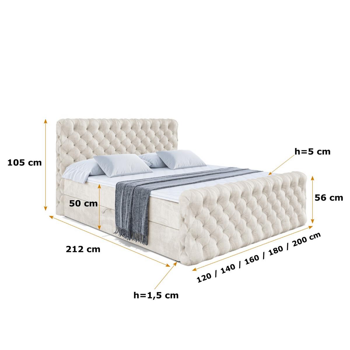 BOXBETT BOXI8-Z - 140x200 cm - H3 - Ecru - Ecru, Holzwerkstoff (140/200cm) - ALTDECOR
