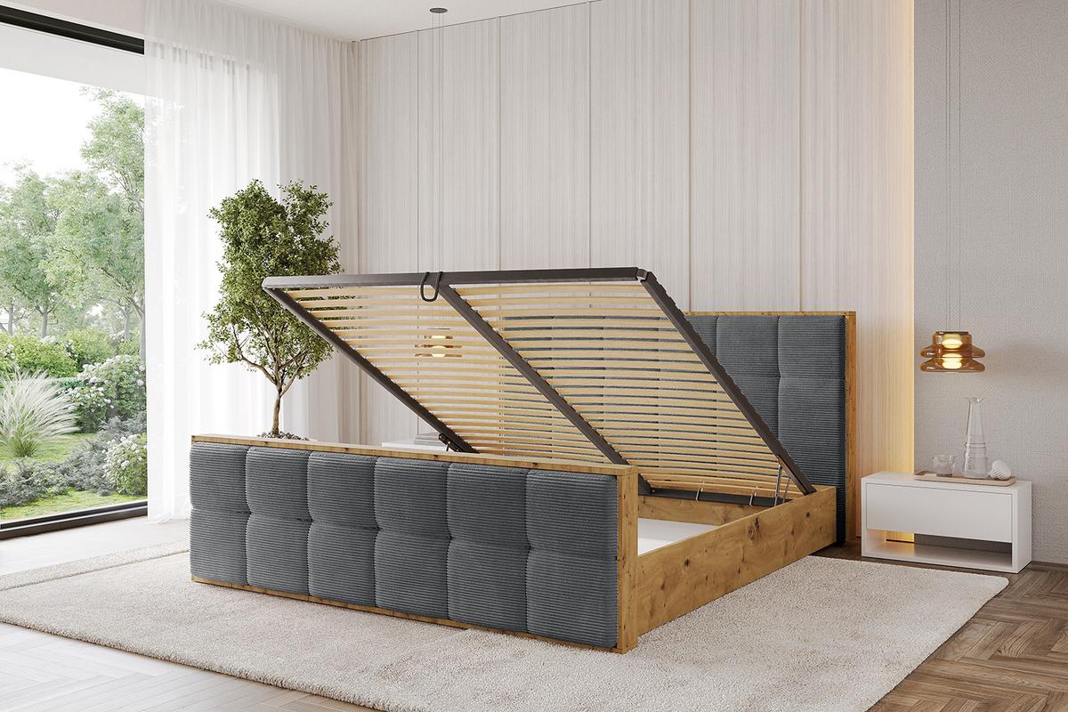 POLSTERBETT mit Bettkasten, Fußteil und Lattenrost, Boxbett ohne Matratze - ENZO7-Z 160x200 - Graphitfarben, Holzwerkstoff/Textil (160/200cm) - ALTDECOR