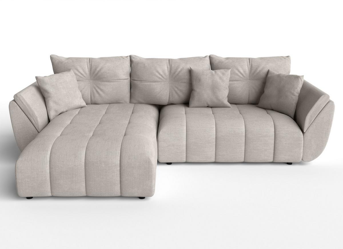 ECKSOFA L Form Verciani Beige 280/190/91 cm mit Schlaffunktion - Beige/Schwarz, Kunststoff/Textil (280/190cm) - AX Living