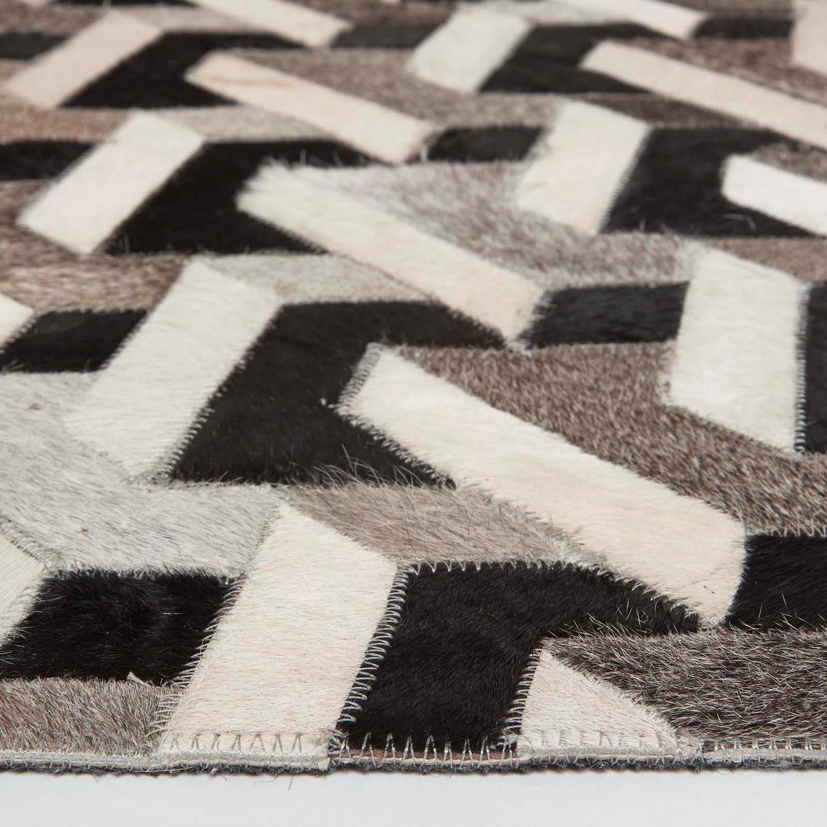 PATCHWORK-TEPPICH Leder, geometrisch gemustert 90/150 cm - Multicolor, Leder (90/150cm) - Homescapes