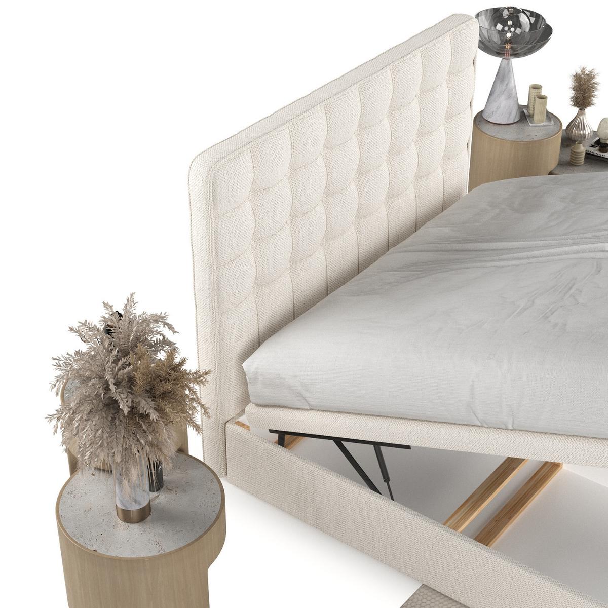 POLSTERBETT Celestia mit Stauraum 160/200 cm Creme im Alta Stoff - Creme/Schwarz, Holz/Holzwerkstoff (160/200cm) - AltaBeds