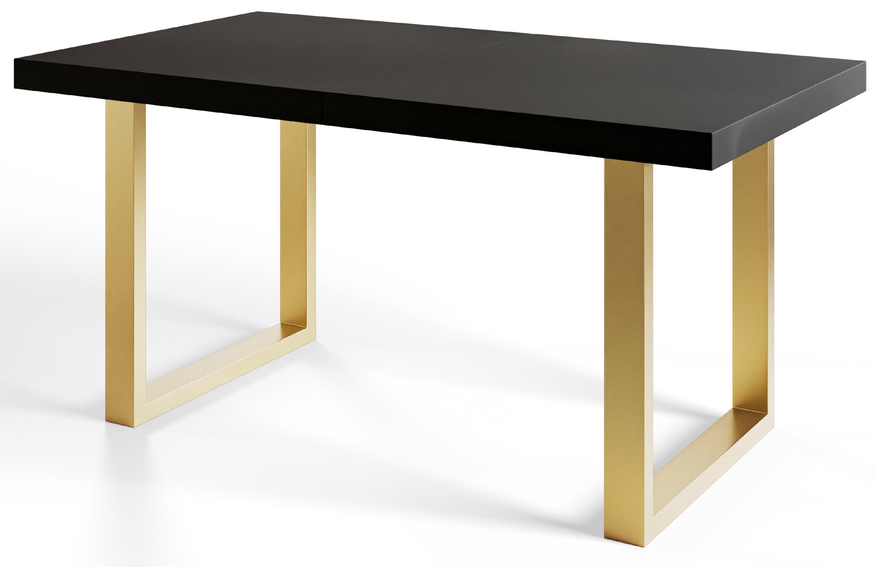 INDUSTRIELLER Esszimmertisch LOFT-U, Größe: 160X90X77 cm, Wohnzimmertisch Farbe: Schwarz, mit Metallbeinen in Farbe Gold - Goldfarben/Schwarz, Holzwerkstoff (160/90/77cm) - Alpi-Möbel