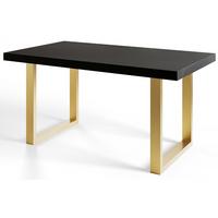 INDUSTRIELLER Esszimmertisch LOFT-U, Größe: 160X90X77 cm, Wohnzimmertisch Farbe: Schwarz, mit Metallbeinen in Farbe Gold - Goldfarben/Schwarz, Holzwerkstoff (160/90/77cm) - Alpi-Möbel