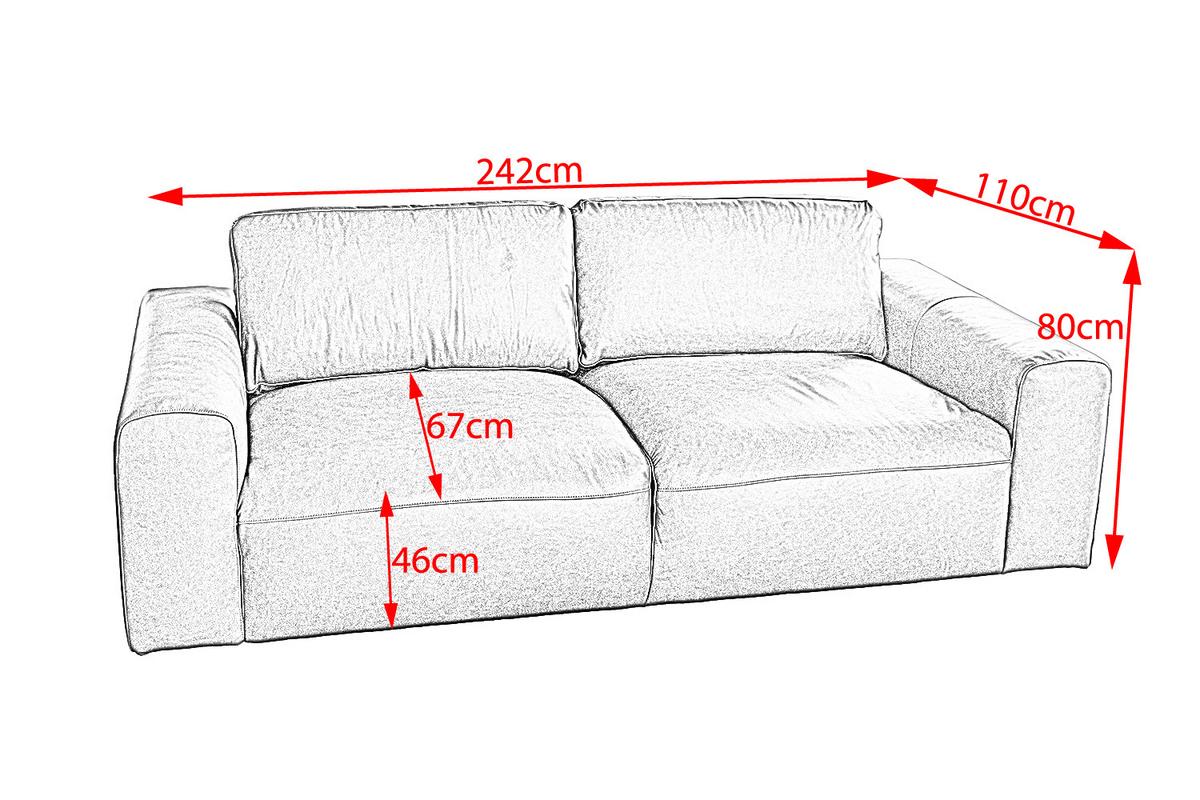 SOFA BODHI Braun Leder - Hellbraun/Schwarz, Leder/Kunststoff (242/80/110cm) - KAWOLA