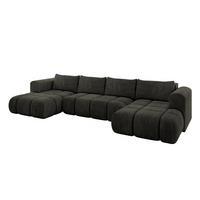 WOHNLANDSCHAFT CLOUD-U 405x185x90 Schwarz Velours - Schwarz, Holzwerkstoff/Kunststoff (405/90/185cm) - ALTDECOR