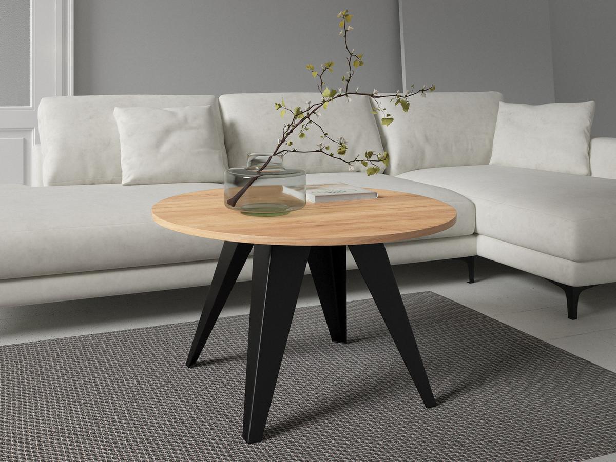 COUCHTISCH Fare - Eichefarben/Schwarz, Holzwerkstoff/Metall (75/75/50cm) - MIRJAN24