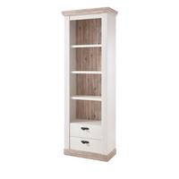REGALSCHRANK Pinie weiß, Oslo Pinie Landhaus, Vitrine, 71 x 201 cm - Weiß/Pinienfarben, Holzwerkstoff/Metall (71/201/37cm) - Furn.Design