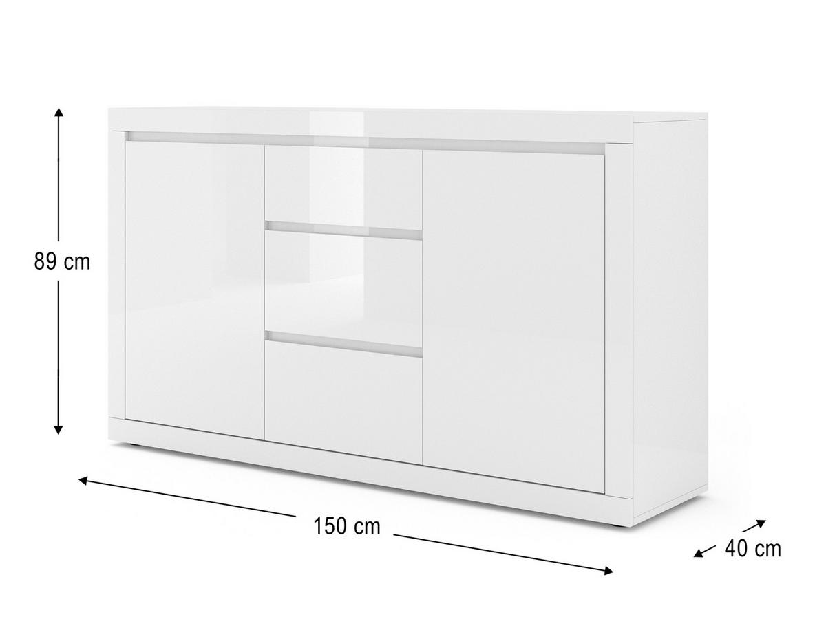 KOMMODE Weiß, Weiß Hochglanz 150/89/40 - Weiß Hochglanz/Weiß, Holzwerkstoff (150/89/40cm) - RAUMHIRSCH FURNITURE