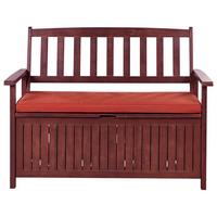 GARTENBANK Akazienholz mahagonibraun mit Stauraum Auflage terracotta 120 Sovana - Rotbraun, Holz (120/91/60cm) - Beliani