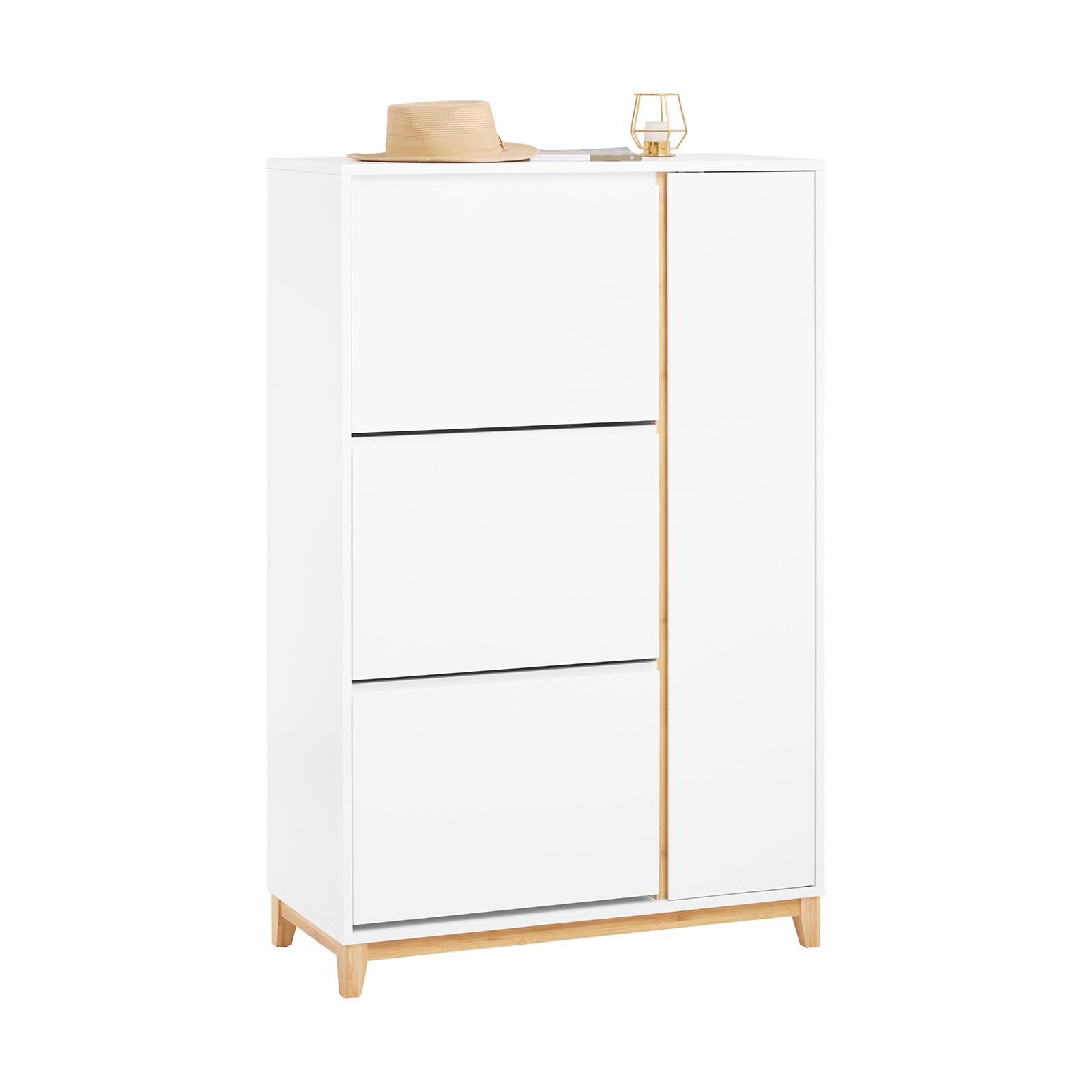 SCHUHSCHRANK Weiß-Natur - Weiß/Naturfarben, Holz/Holzwerkstoff (80/122/34cm) - SoBuy
