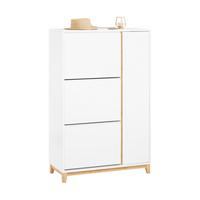 SCHUHSCHRANK Weiß-Natur - Weiß/Naturfarben, Holz/Holzwerkstoff (80/122/34cm) - SoBuy
