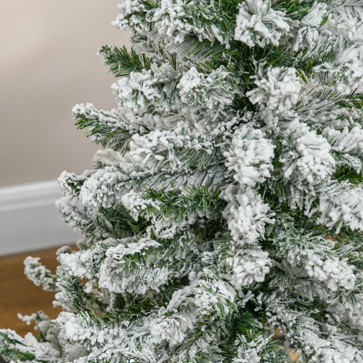 KÜNSTLICHER Weihnachtsbaum, 120 cm Kunstkiefer mit Kunstschnee, Indoor - Weiß/Grün, Kunststoff (120cm) - HOMCOM