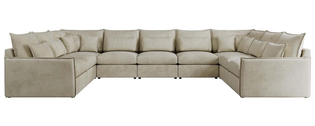 WOHNLANDSCHAFT VERSO U 9M Beige Velvet - Beige/Schwarz, Kunststoff/Textil (442/93/270cm) - MKS