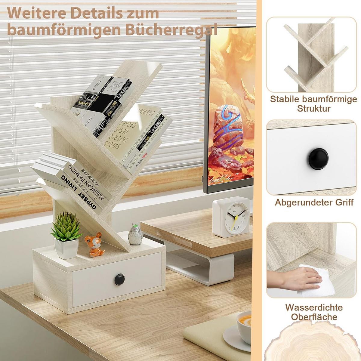 BUCHERREGAL Beige - Beige, Holz (30/60/18cm) - COSTWAY
