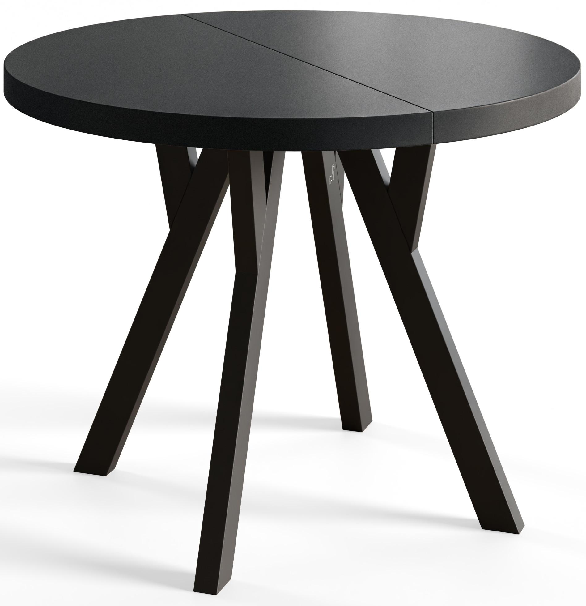 RUNDER Esstisch ausziehbar – Moderner Wohnzimmertisch und Küchentisch – Tisch mit Stabile Konstruktion, Durchmesser 110 cm - 210 cm - Farbe Schwarz - Schwarz, Holzwerkstoff (110/110/77cm) - Alpi-Möbel