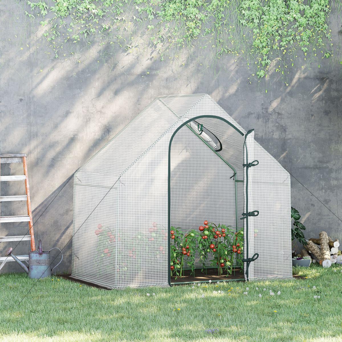 GEWÄCHSHAUS, 180L x 100B x 168H cm - Weiß, Metall (100/168/180cm) - Outsunny