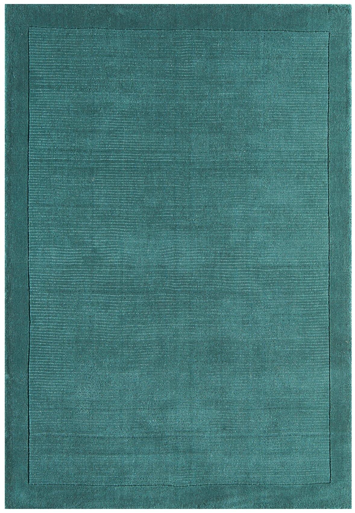 WOLLTEPPICH handgewebt STOW, mit Bordüre, Türkis, 120 x 170 cm - Grün, Textil (120/170cm) - KADIMA DESIGN