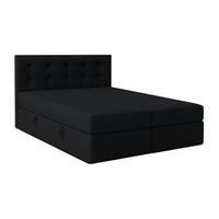 BOXBETT BAUNEI 160x200 cm mit Bettkasten und Matratze - Schwarz + TOPPER - Schwarz, Holz/Holzwerkstoff (160/200cm) - AX Living