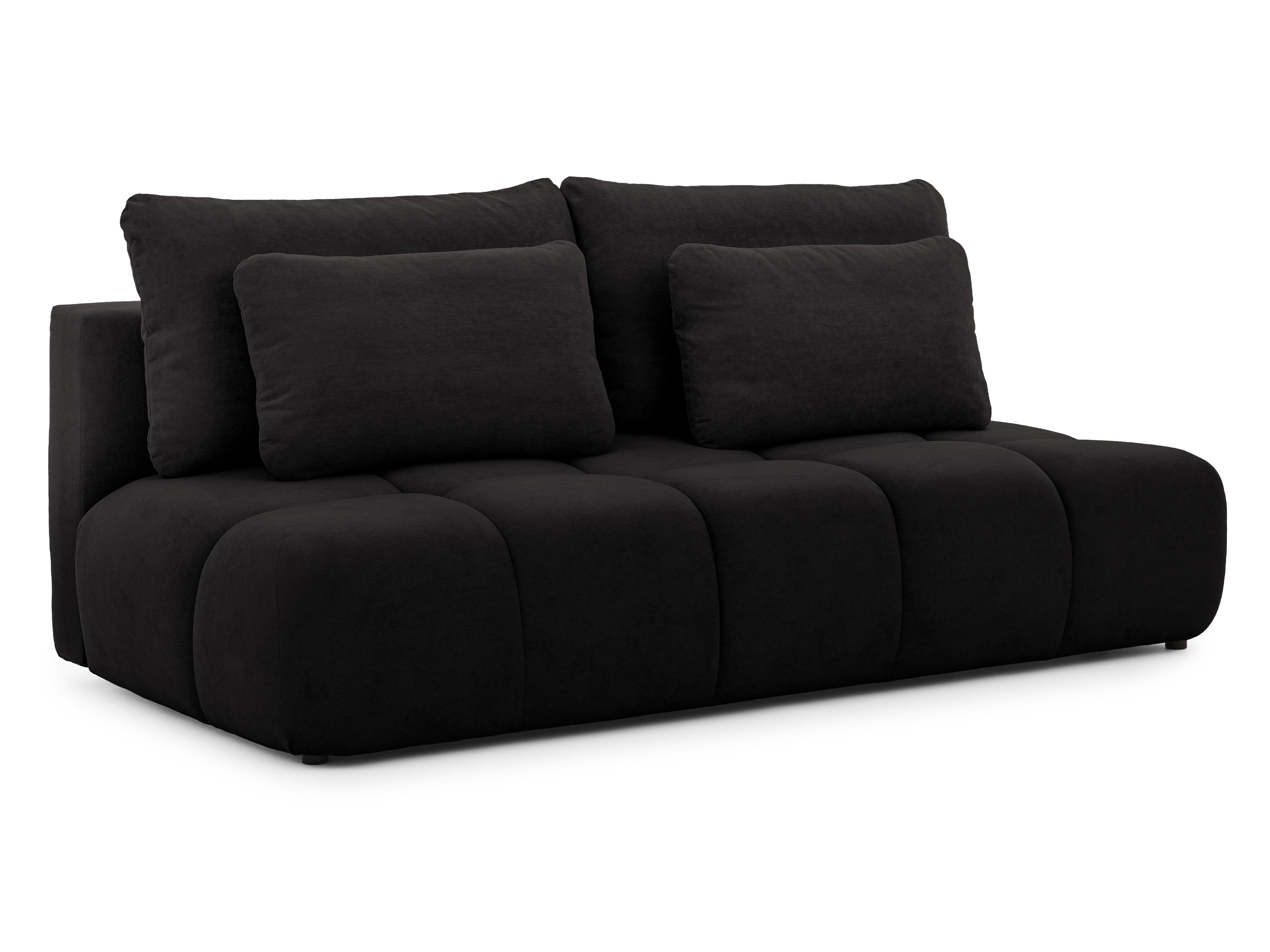 SCHLAFSOFA Belluno aus hochwertigem Schwarz Plüschstoff mit Bettkasten und tiefen Steppungen in Bubble-Optik - Schwarz, Holz/Kunststoff (205/87/105cm) - S-Style