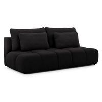 SCHLAFSOFA Belluno aus hochwertigem Schwarz Plüschstoff mit Bettkasten und tiefen Steppungen in Bubble-Optik - Schwarz, Holz/Kunststoff (205/87/105cm) - S-Style