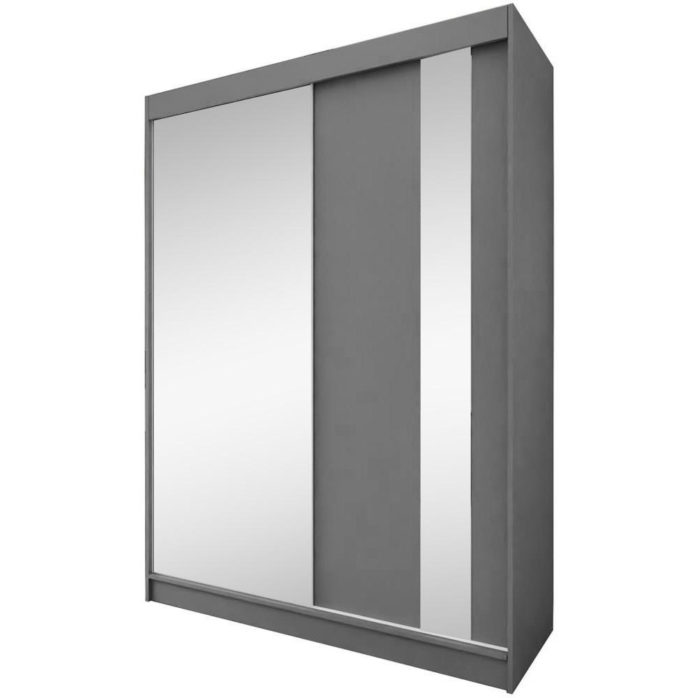 SCHWEBETÜRENSCHRANK Gaja 150/216/61 graphit mit Spiegel - Graphitfarben, Holzwerkstoff (150/216/61cm) - Beautysofa