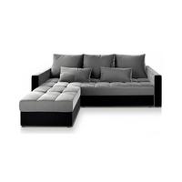 ECKSOFA KOS PIK Hellgrau Plüsch-Stoff mit Schlaffunktion - Anthrazit/Hellgrau, Holz/Kunststoff (220/140cm) - MASSENO