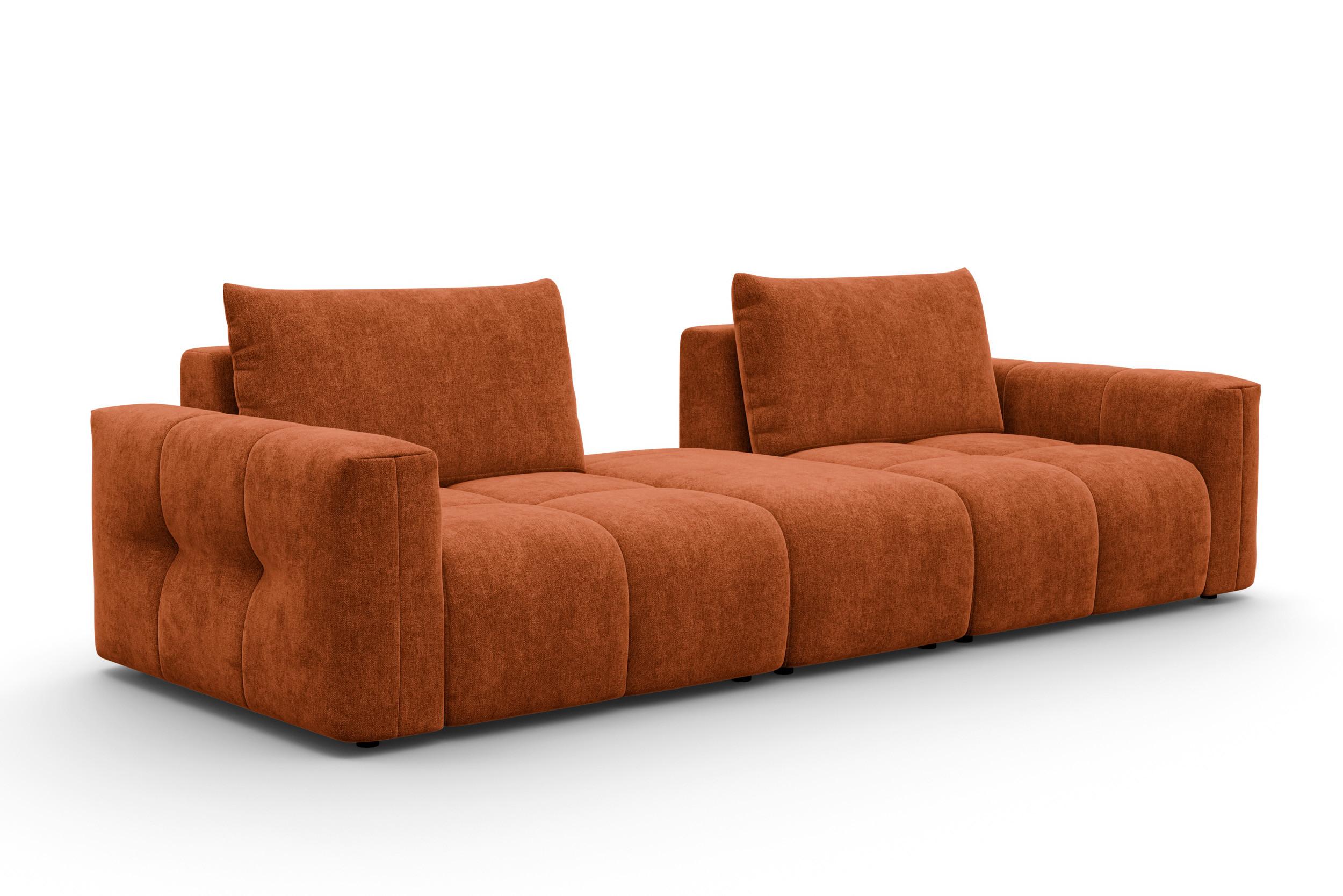 SOFA VERONA 4-Sitzer, Orange - Schwarz/Orange, Holz/Textil (282/83/110cm) - Courtois Laville