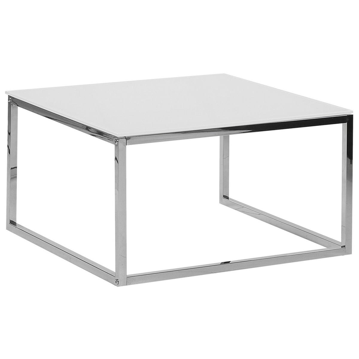 COUCHTISCH 2er-Set Quadratisch Weiß/Silber Brea - Weiß, Glas (60/60/35cm) - Beliani