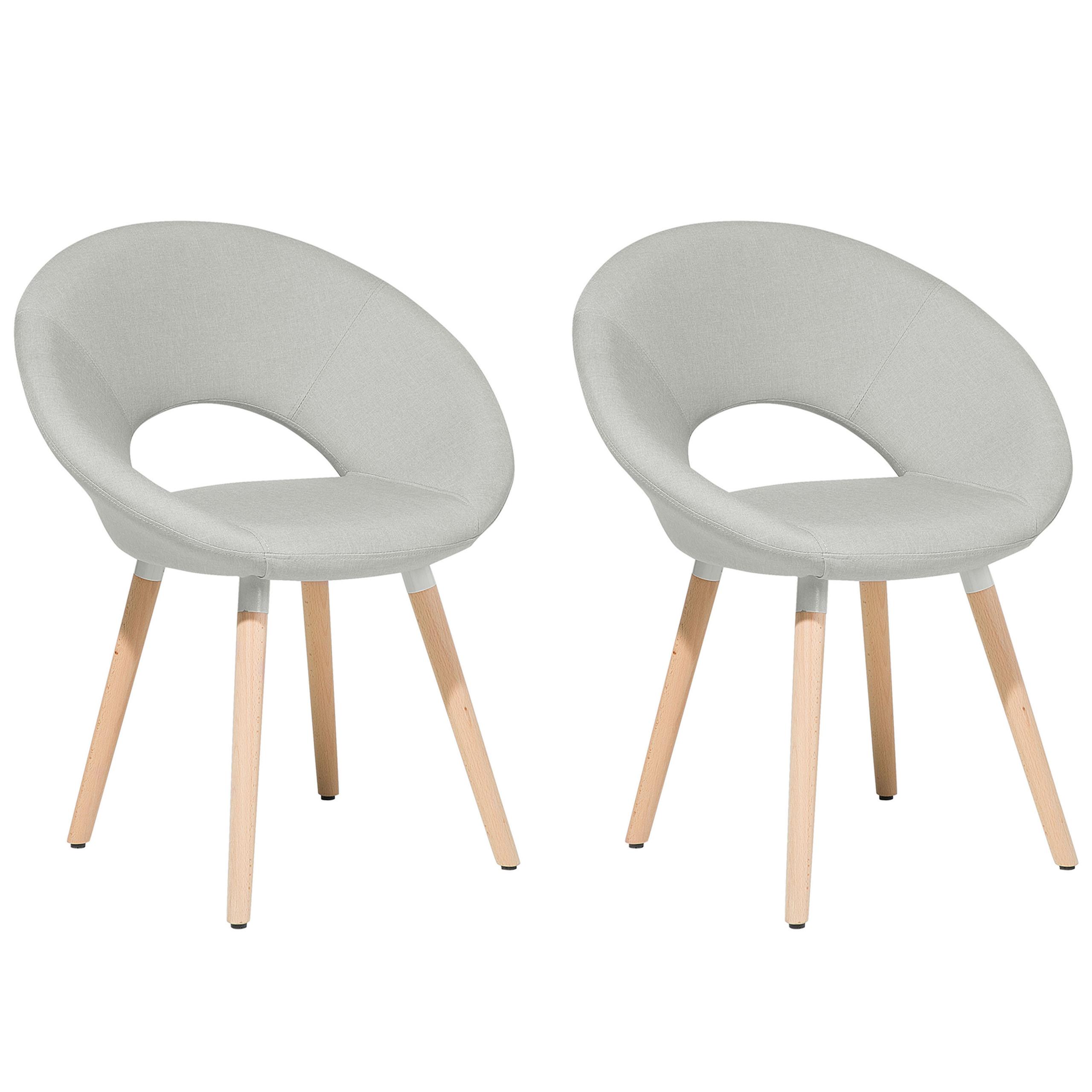 ESSZIMMERSTUHL 2er-Set Polsterbezug Grau Roslyn - Grau, Holz/Textil (66/80/45cm) - Beliani