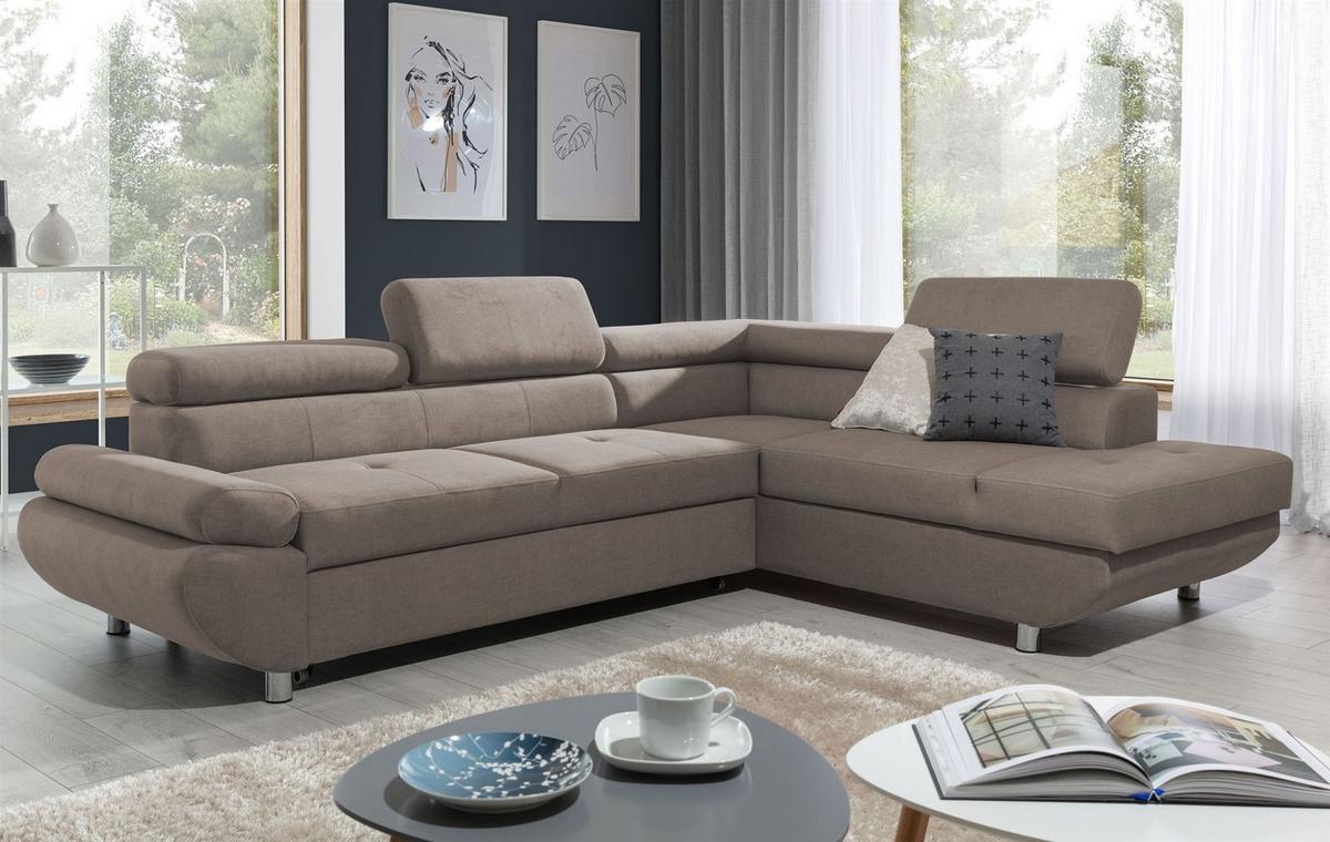 ECKSOFA Schlafsofa Panos In Esito - Beige, Holzwerkstoff/Textil (210/275cm) - Fun Möbel