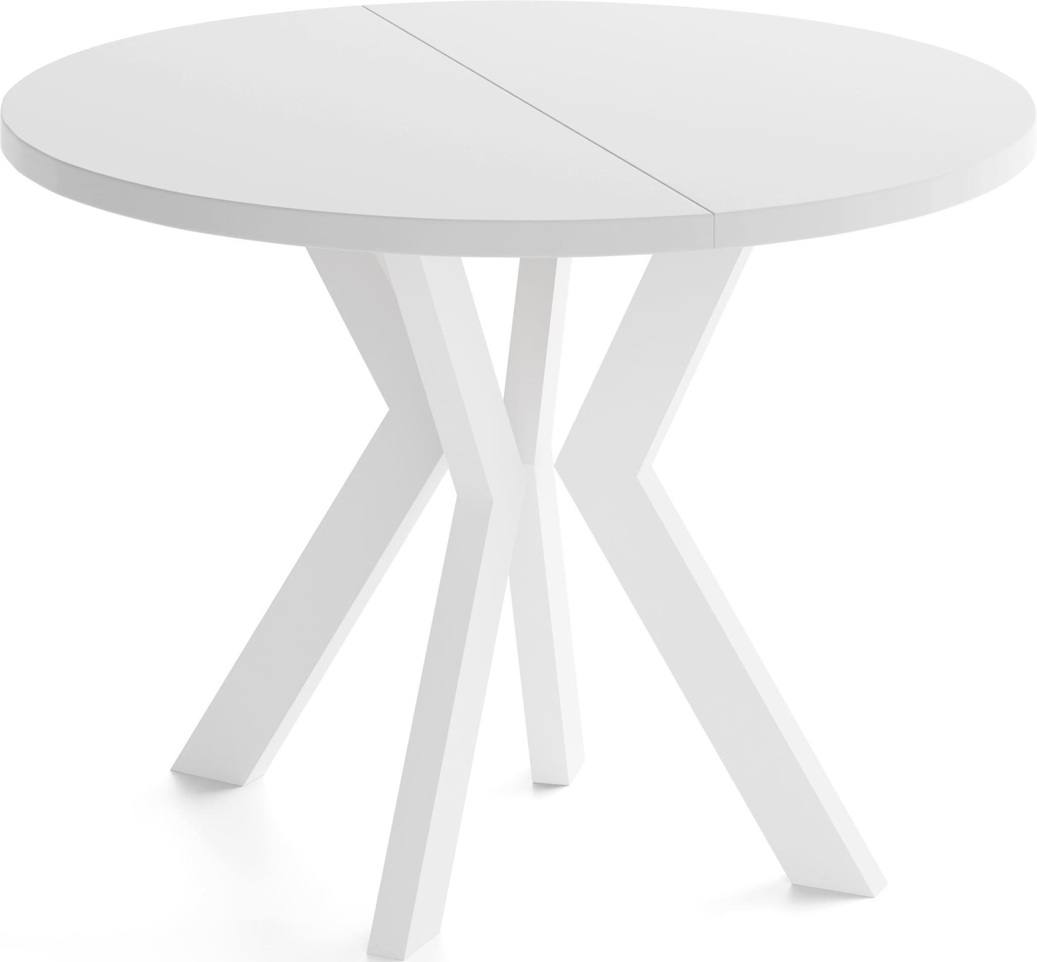 ESSTISCH Savio Weiß rund ausziehbar verlängerbar, Weiß 80-130/80/77 cm - Weiß, Holz/Holzwerkstoff (80/130/77cm) - WFL GROUP