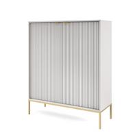 HIGHBOARD STELLARE 104/125/39 cm mit 2 Türen Grau - Goldfarben/Grau, Holzwerkstoff (104/125/39cm) - MASSENO