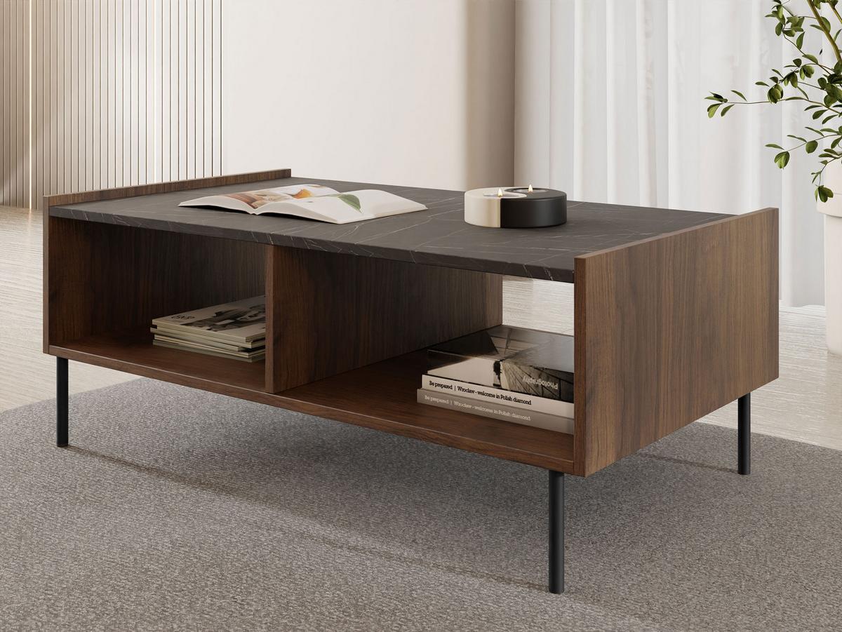 COUCHTISCH Tewos L97 - Nussbaumfarben/Schwarz, Holzwerkstoff/Metall (60/97/39cm) - MIRJAN24