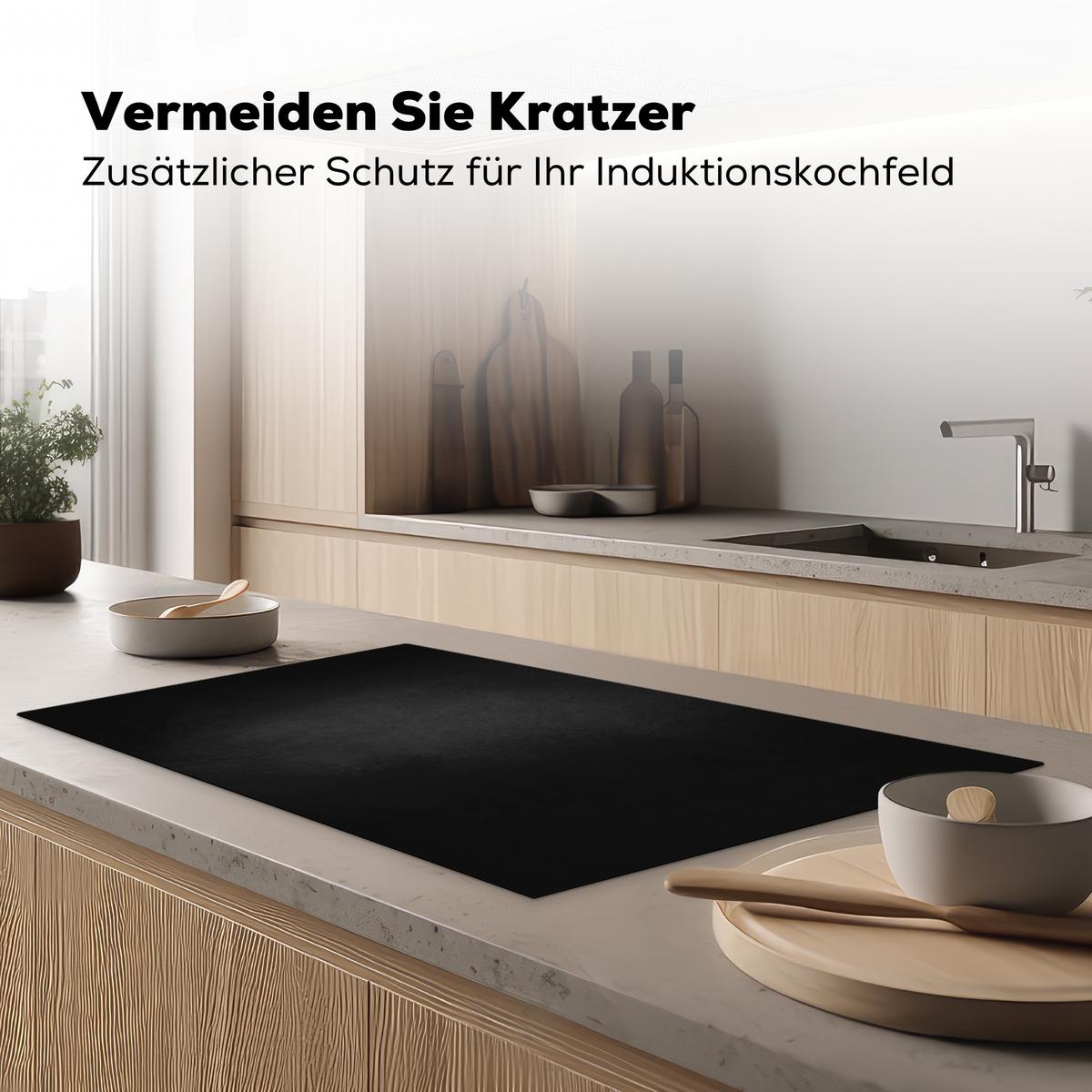 HERDABDECKPLATTE Beton - Schwarz - Grau - Strukturiert - Industriell Induktionsschutz 91.2x52 cm - Graphitfarben, Kunststoff (91.2/52/0.2cm) - MuchoWow