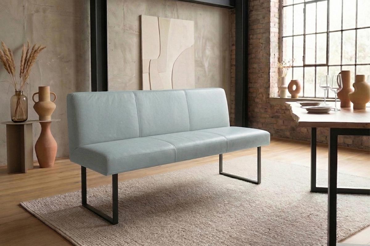 ESSZIMMERBANK ELEEN Hellblau Leder - Hellblau, Leder (143/85/69cm) - KAWOLA