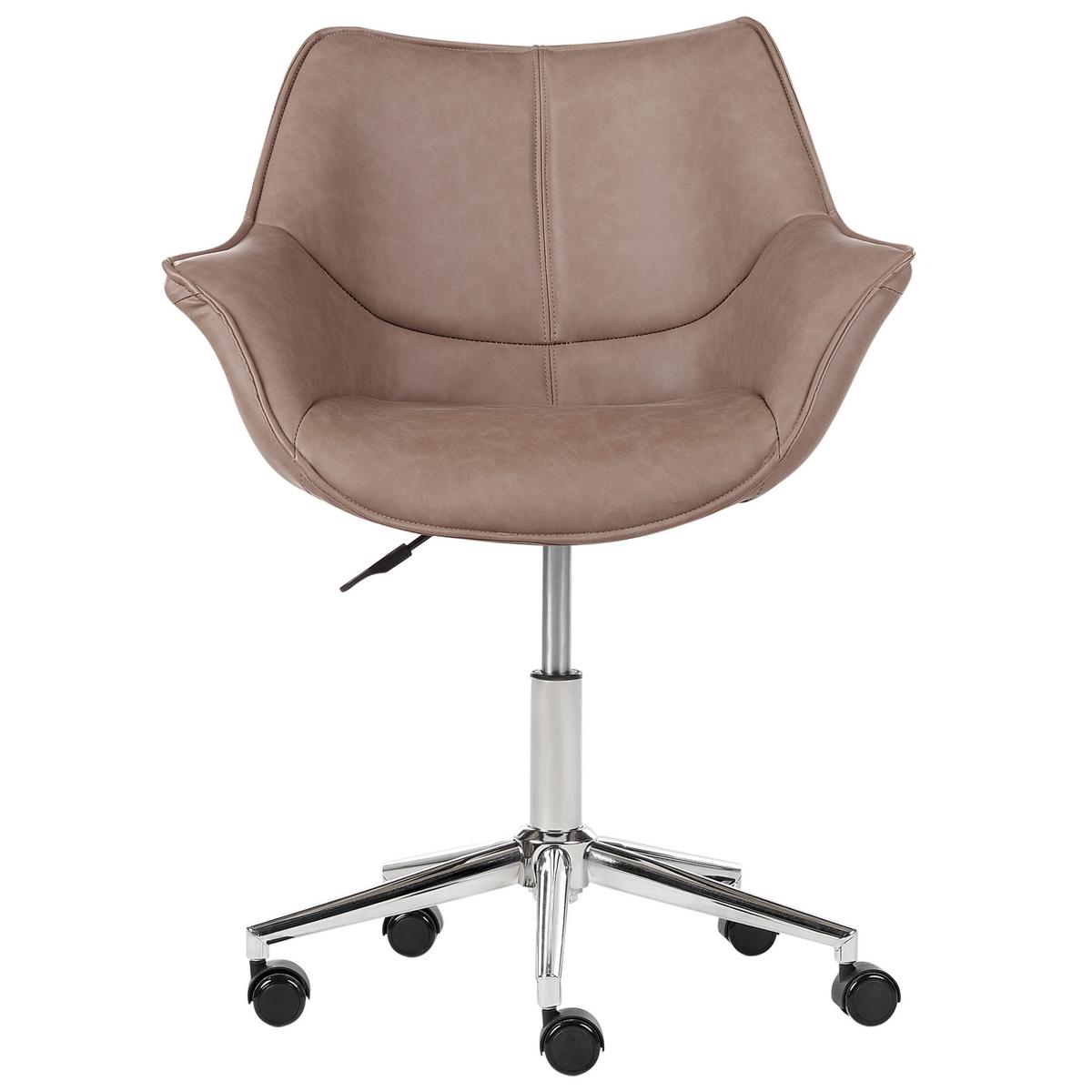 SCHREIBTISCHSTUHL Kunstleder Hellbraun Newdale - Hellbraun, Kunststoff (62/79/62cm) - Beliani