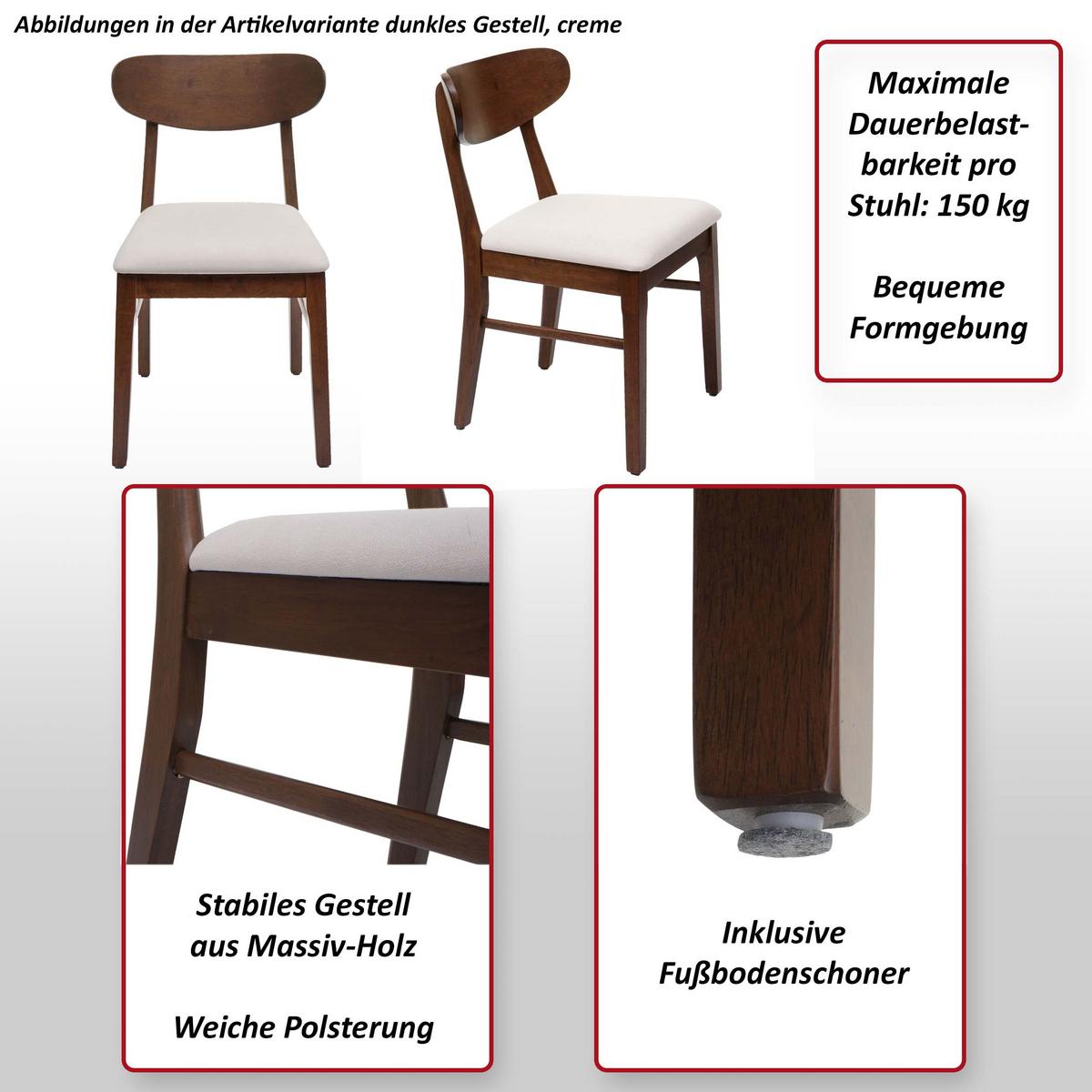 ESSZIMMERSTUHL Braun, Cremeweiß 2er-Set - Creme/Braun, Holz (45/79/49cm) - MCW