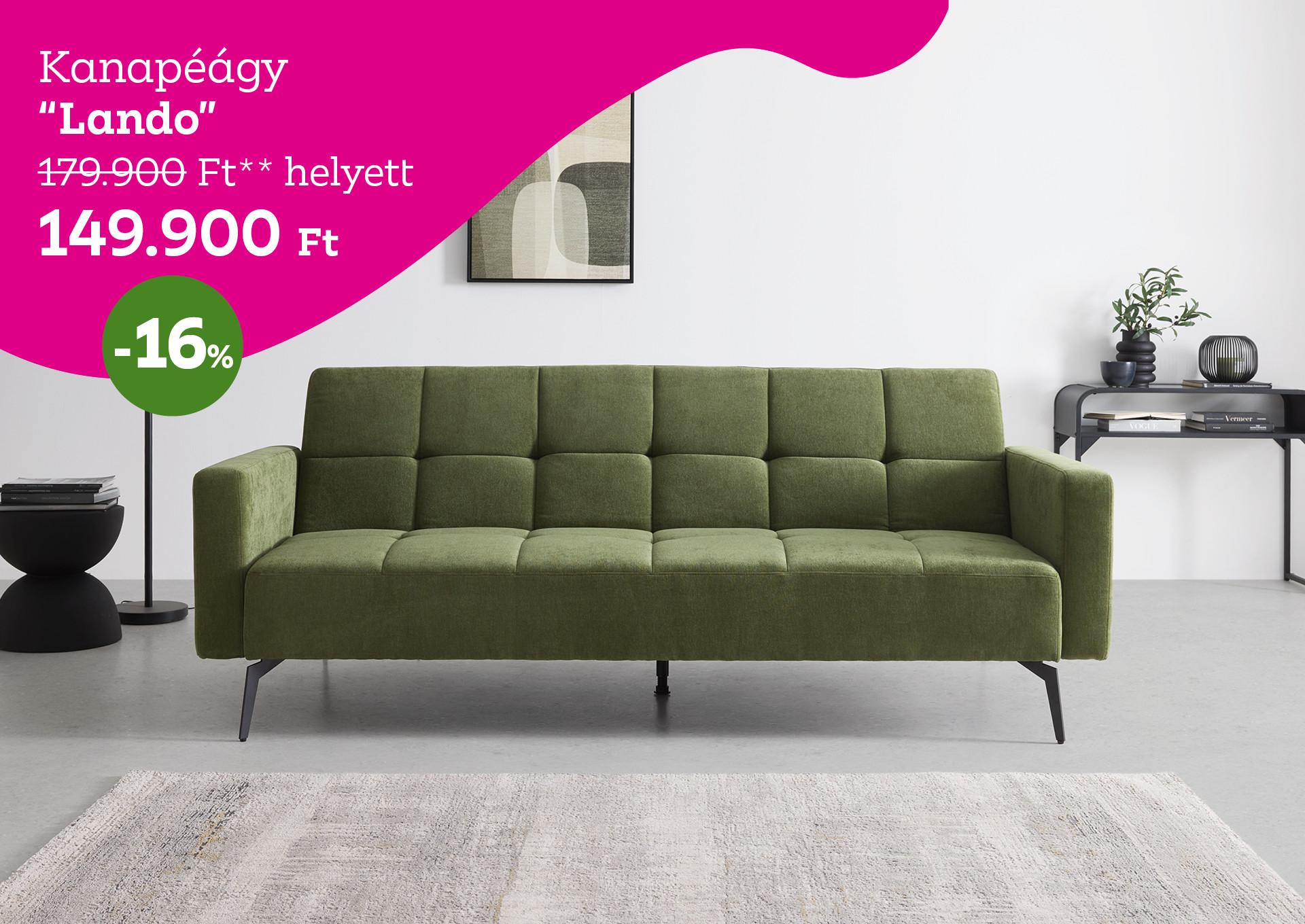 Kanapé Lando 179900 Forint helyett 149900 Forint, kedvezmény mértéke 16%