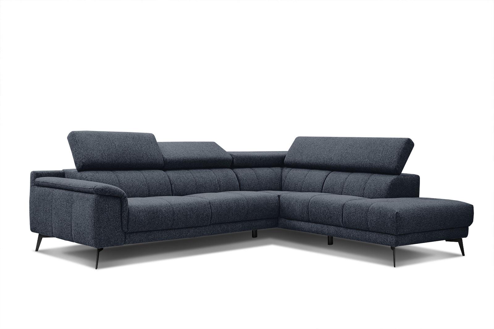 ECKSOFA FIERO 5-Sitzer, dunkelblau - Schwarz/Dunkelblau, Holzwerkstoff/Textil (290/228cm) - Wozimo