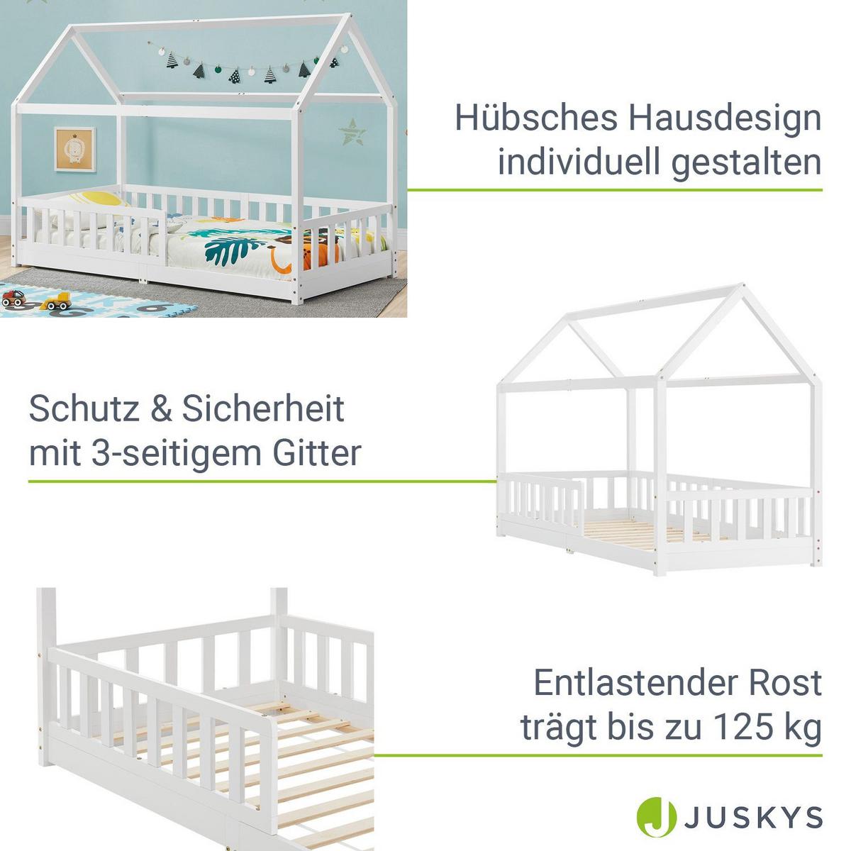 KINDERBETT Marli mit Matratze weiß 90x200 cm - Weiß, Holz (90/200cm) - Juskys