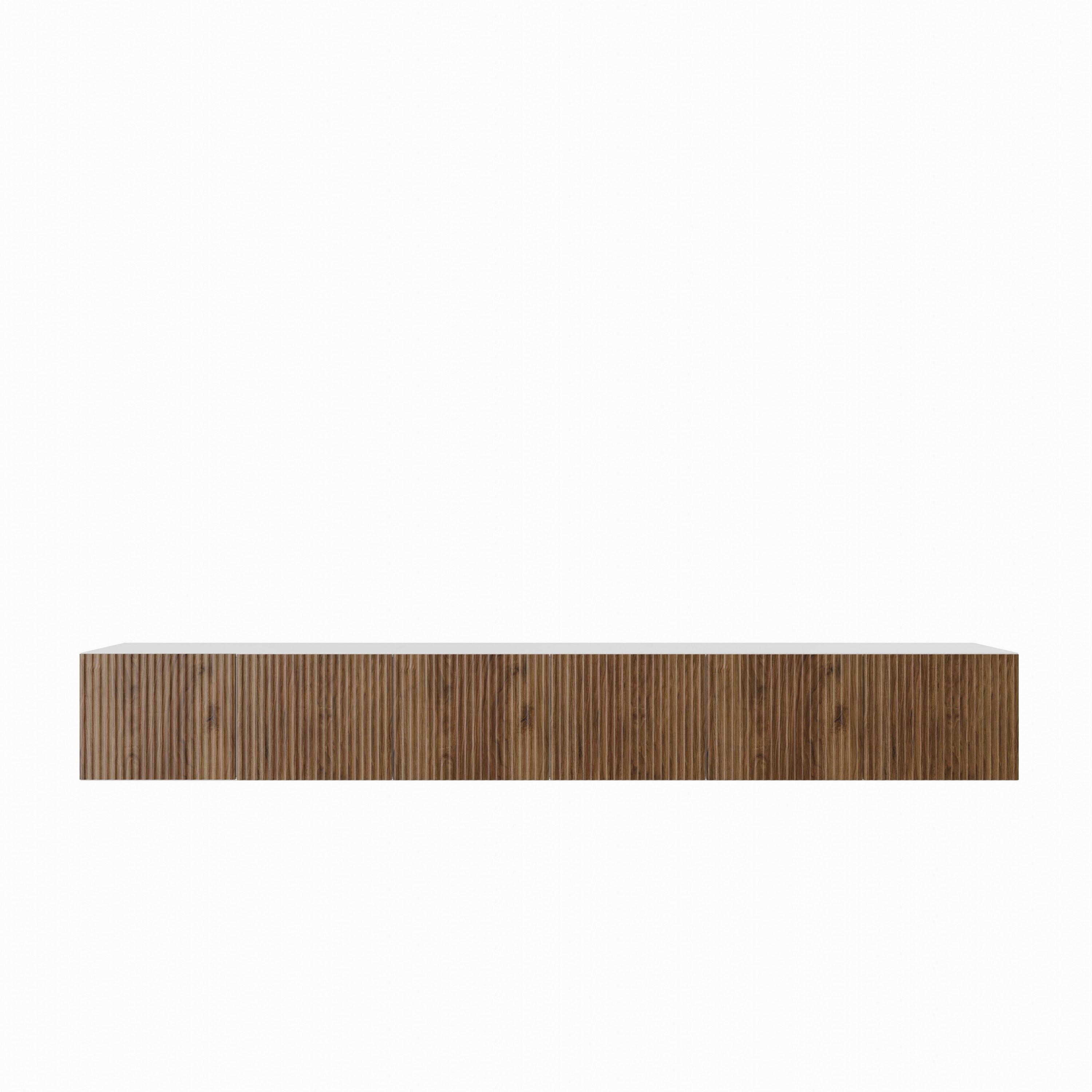 LOWBOARD VAREN 300/41/40 cm, Hängender TV-Schrank Weiß / Eichefarben - Eichefarben/Braun, Holzwerkstoff (300/41/40cm) - MASSENO